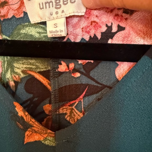 Umgee Teal Floral Tie-Front Blouse Sz.S - Picture 4 of 6